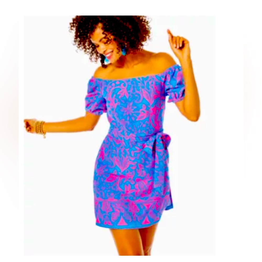 Lilly Pulitzer Jada off the Shoulder Romper NWT Never worn. Fully lined romper.